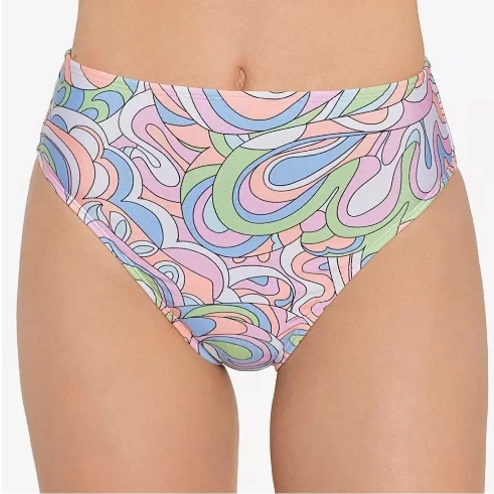 NWT SALT + COVE Juniors' Printed High-Waist Bikini Bottoms, Created For Macy's